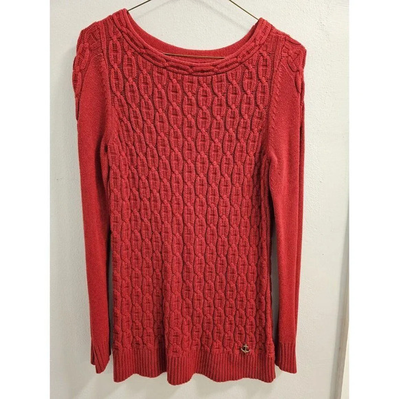 Nautica Red Womens Cable Knit Pullover Sweater- Size Small- No flaws. No defects - Picture 5 of 12